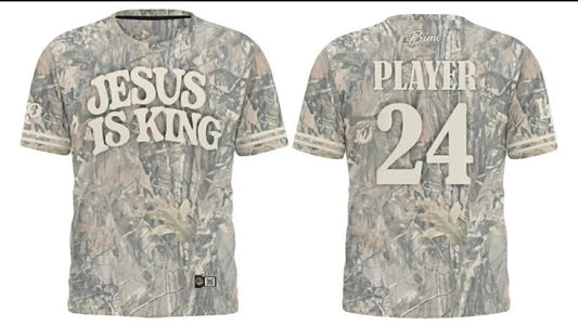 Christian Baseball Jersey - Jesus Is King Camo Player Style